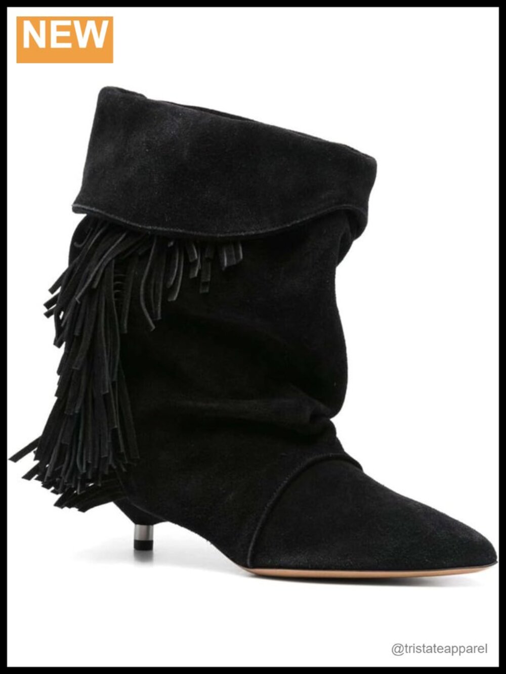 Suede Slouchy Fold Over Ankle Boots Kitten Heel Pointed Toe Pull-On